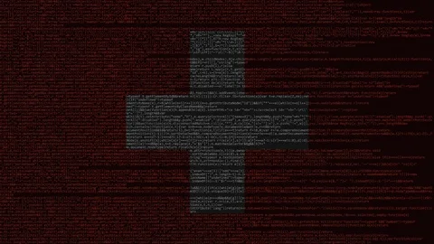 Source code and flag of Switzerland. Swiss digital technology or programming Stock Footage 91630649
