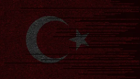 Source code and flag of Turkey. Turkish digital technology or programming Stock Footage 91646528