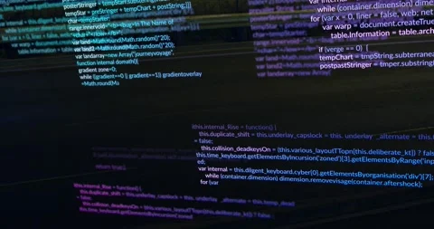 Source code blocks scrolling and settling after red streak sweeping across Stock Footage 329550621
