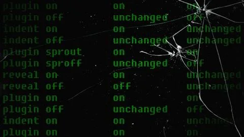 Source code broken glass Stock Photos