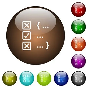 Source code checking color glass buttons Stock Illustration