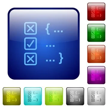 Source code checking color square buttons Stock Illustration