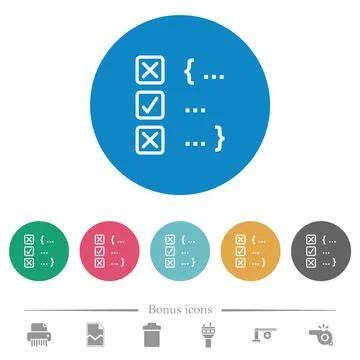 Source code checking flat round icons Illustrazione stock
