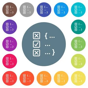 Source code checking flat white icons on round color backgrounds Illustrazione stock
