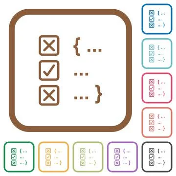 Source code checking simple icons 스톡 일러스트