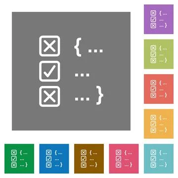 Source code checking square flat icons Illustrazione stock