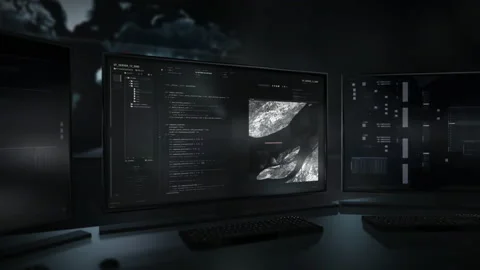 Source Code Commands Control Surveillance System In Electronic Data Server Stock Footage 196968121