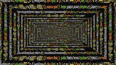 Source code corridor matrix block scroll Illustrazione stock
