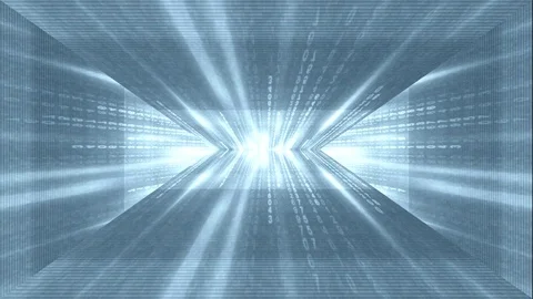 Source code corridor matrix rain blue Video stock 82957530