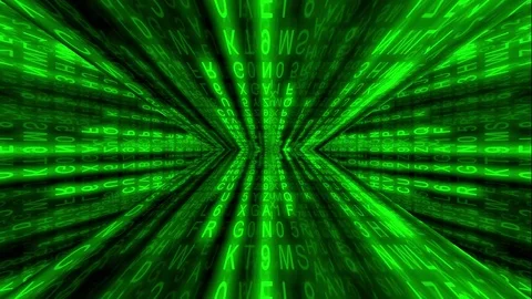 Source code corridor matrix rain glow Video stock 82958401