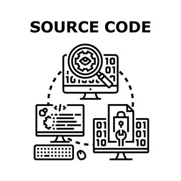 Source code development, analysis, and security concept イラスト素材