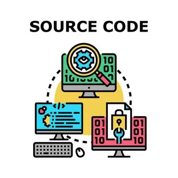 Source code development, analysis, and security concept Stockillustratie