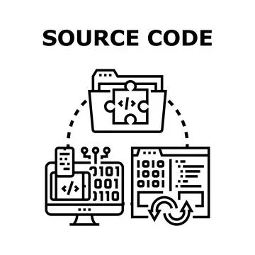 Source code development process program coding organizing 스톡 일러스트
