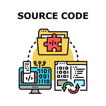 Source code development process program coding organizing Stock Illustration