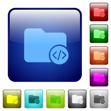 Source code directory color square buttons Stock Illustration
