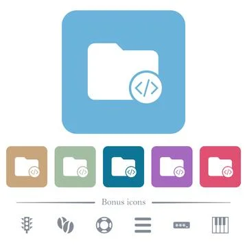 Source code directory flat icons on color rounded square backgrounds Stock Illustration