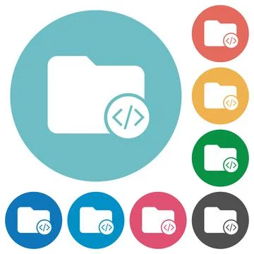 Source code directory flat round icons Stock Illustration