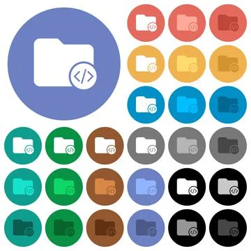 Source code directory round flat multi colored icons Stock Illustration