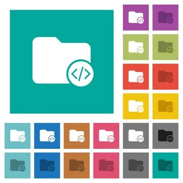 Source code directory square flat multi colored icons Stock Illustration