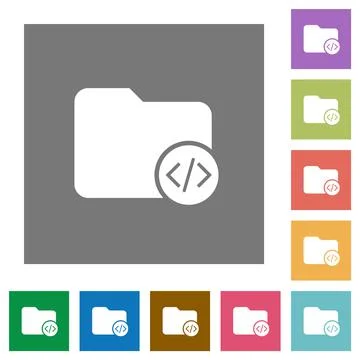 Source code directory square flat icons Stock Illustration