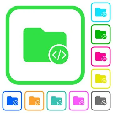Source code directory vivid colored flat icons Stock Illustration