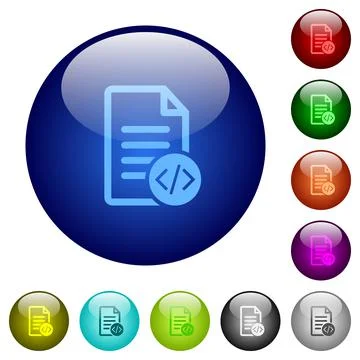 Source code document color glass buttons Stock Illustration