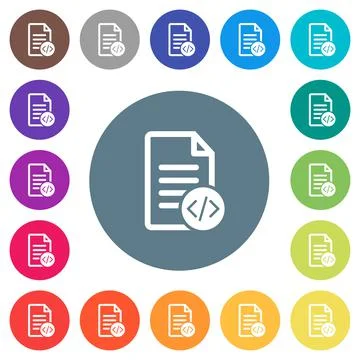 Source code document flat white icons on round color backgrounds Stock Illustration