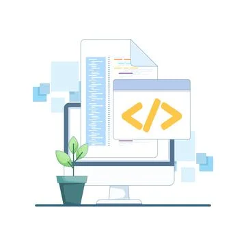 Source code document illustration with programming script file Stock Illustration