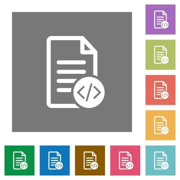 Source code document square flat icons Illustrazione stock