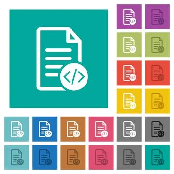 Source code document square flat multi colored icons Illustrazione stock