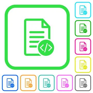 Source code document vivid colored flat icons icons Stock Illustration