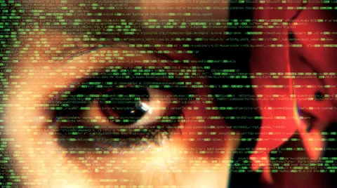 Source code eye macro woman glitch Video stock 36748266