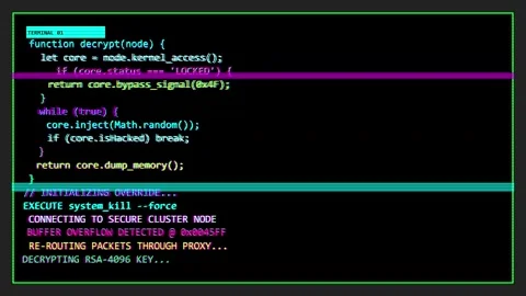 Source code glitch showing digital programming data error and distorted Vídeo Stock 345101250