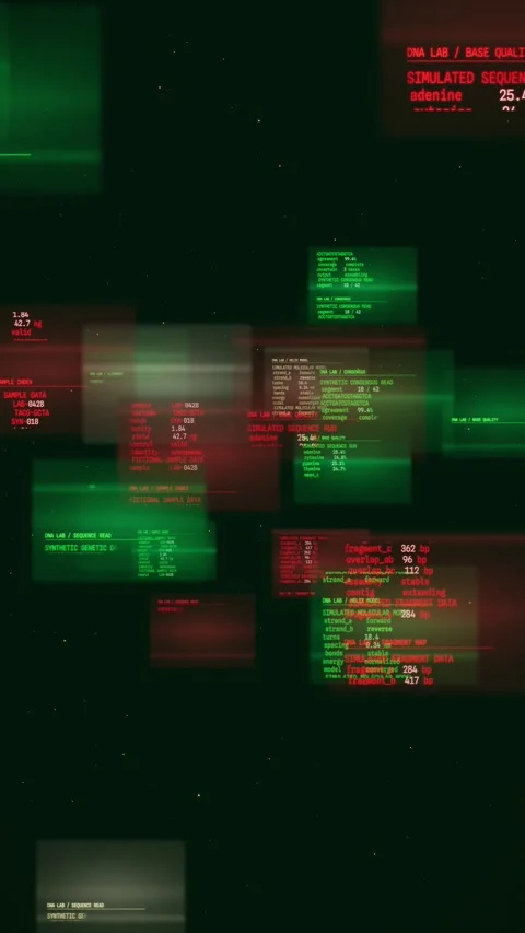 Source code glory translucent DNA sequencing vertical Stock Footage 345808292