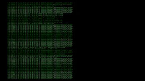Source code hacker packet sniffing green on black Video stock 35760535