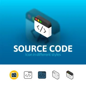 Source code icon in different style Illustrazione stock