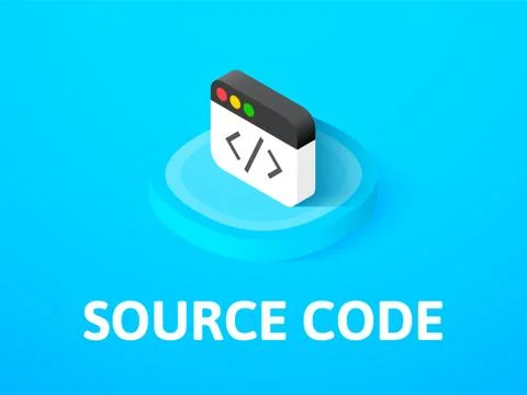 Source code isometric icon, isolated on color background Stock Illustration