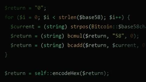 Source code led bitcoin Stock Illustration