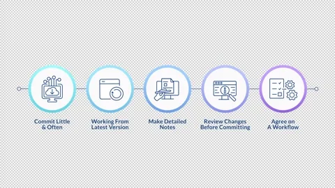 Source code management best practices infographic circles animation Stock Footage 315741668
