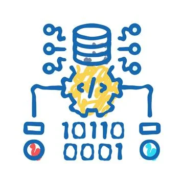 Source code management icon doodle illustration Stock Illustration