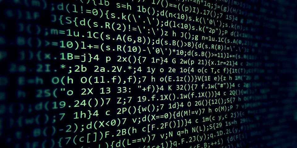 Source code math ang blur green blue Stock Illustration