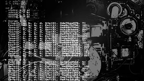 Source code mechanism etched Video stock 70742388