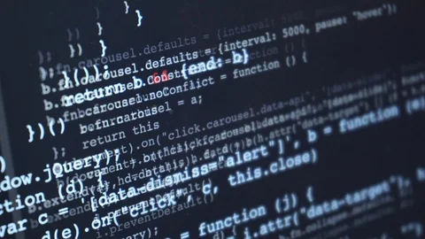 Source code moving over screen Stock Footage 101257175