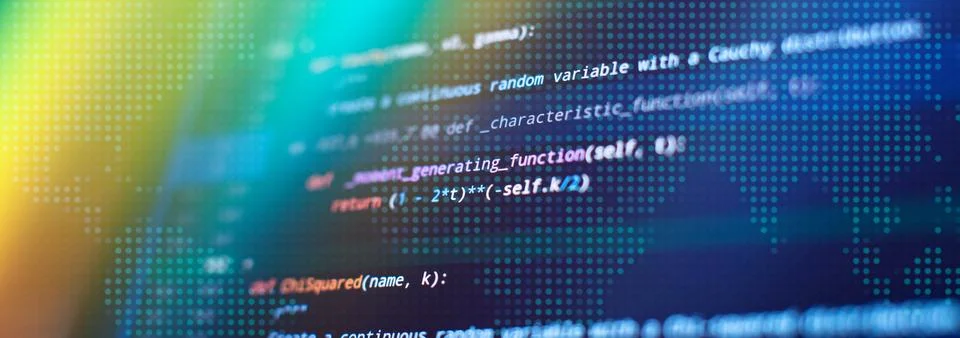 Source code photo. Technology background.Software development. Stock Photos