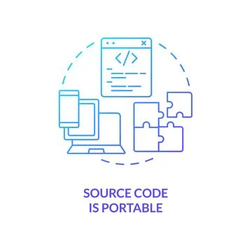 Source code portability blue gradient concept icon Stock Illustration