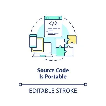 Source code portability concept icon Stock Illustration