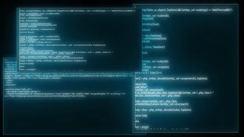 Source code programming screen text scrolling animation Stock Footage 150141384