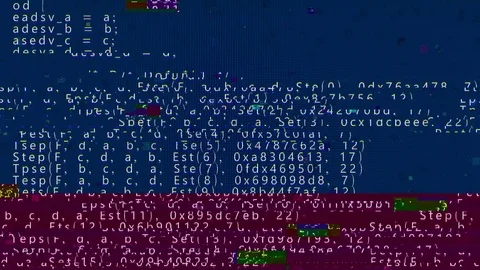 Source code scrambled crypto glitch Stock Footage 82971743