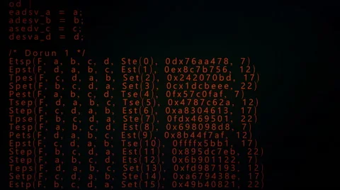 Source code scrambled crypto scrolling scarlet Stock Footage 67850694