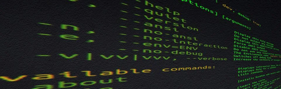 Source code on screen close-up with selective focus. Internet security breach Stock Photos